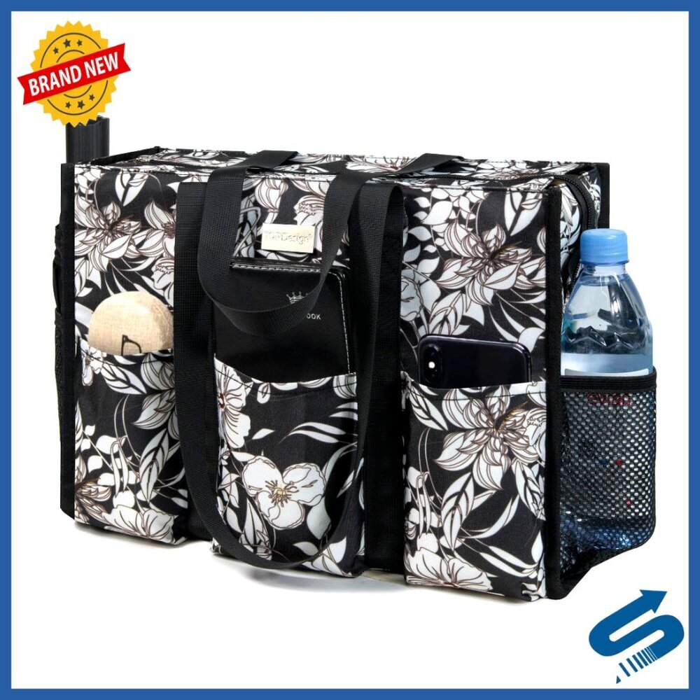 Utility Tote Bag with 13 Pockets Water Resistant Professional Women Work Travel